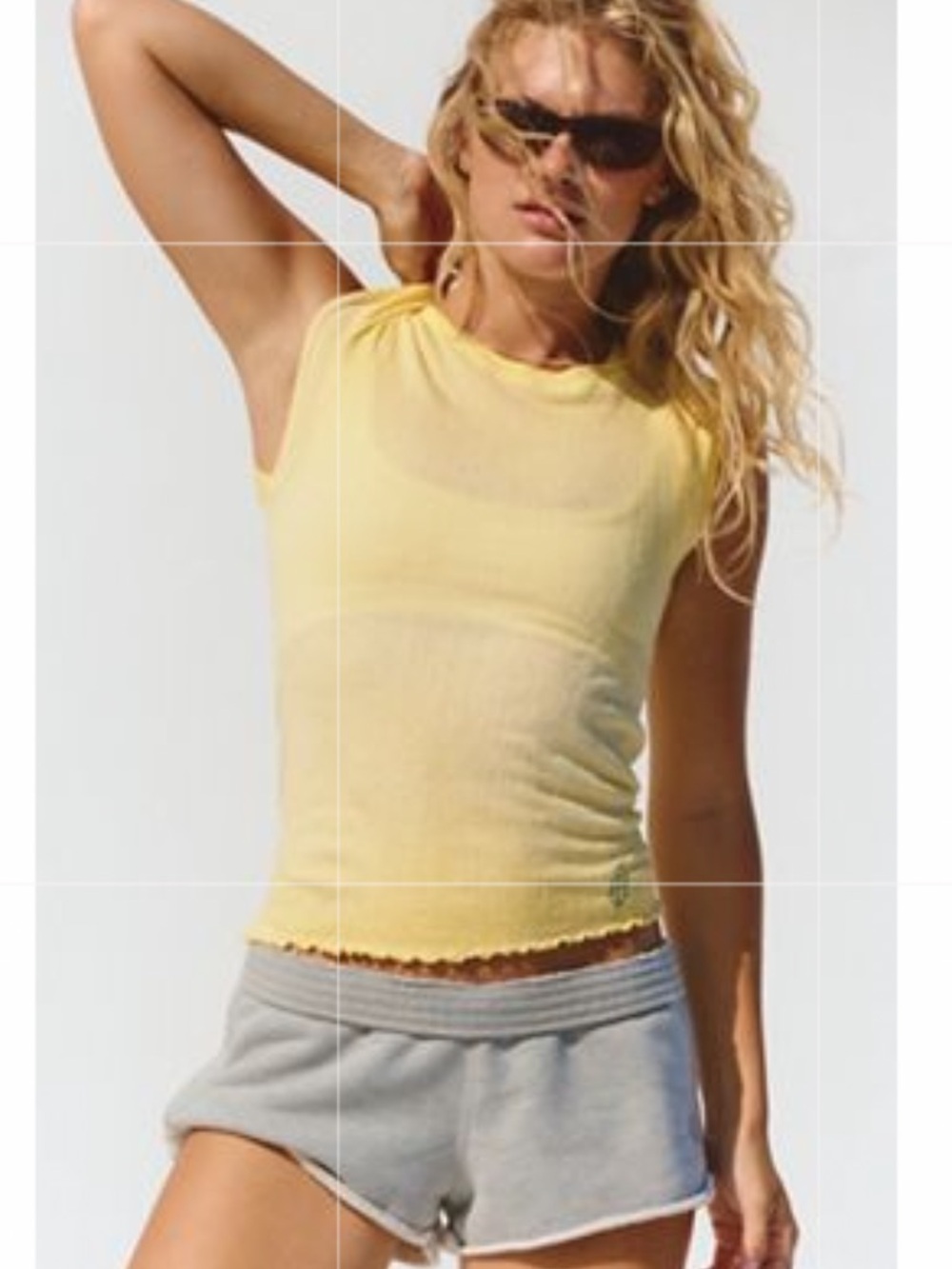 Free People Movement Yellow Double Point Cap Sleeve Tee XS/S NWT Boho